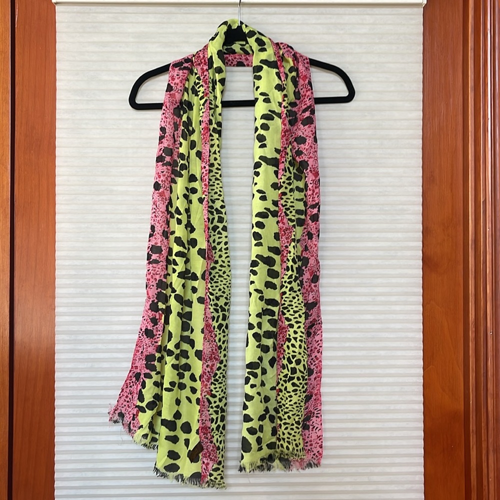 Cheetah, print, neon, yellow and pink scarf 100% polyester